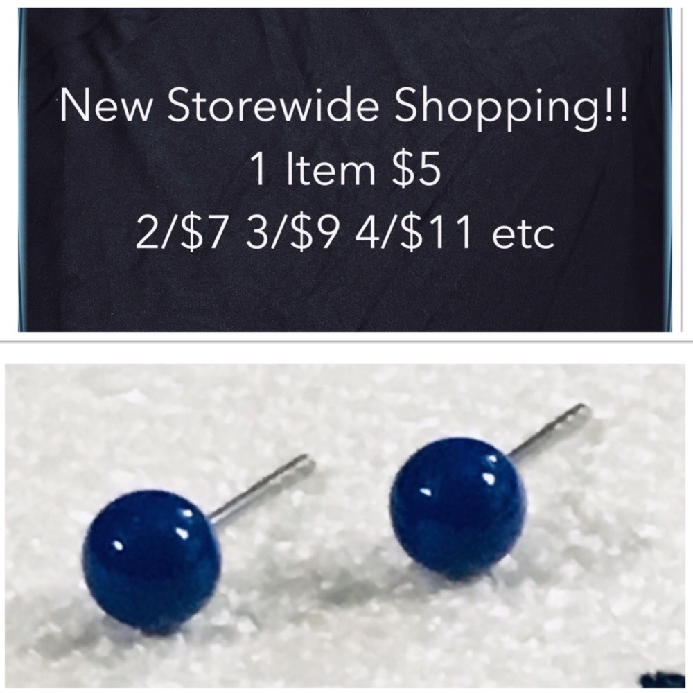New 4mm Blue Ball Stud Earrings